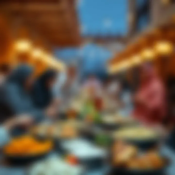 Cultural gathering during Iftar showcasing diverse culinary delights