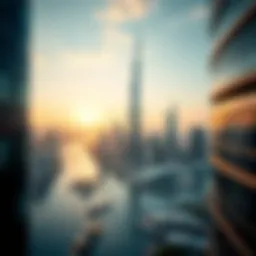 A skyline view of Dubai contrasting with Canadian landscapes