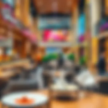 Dining area in Dubai Mall with diverse cuisine options