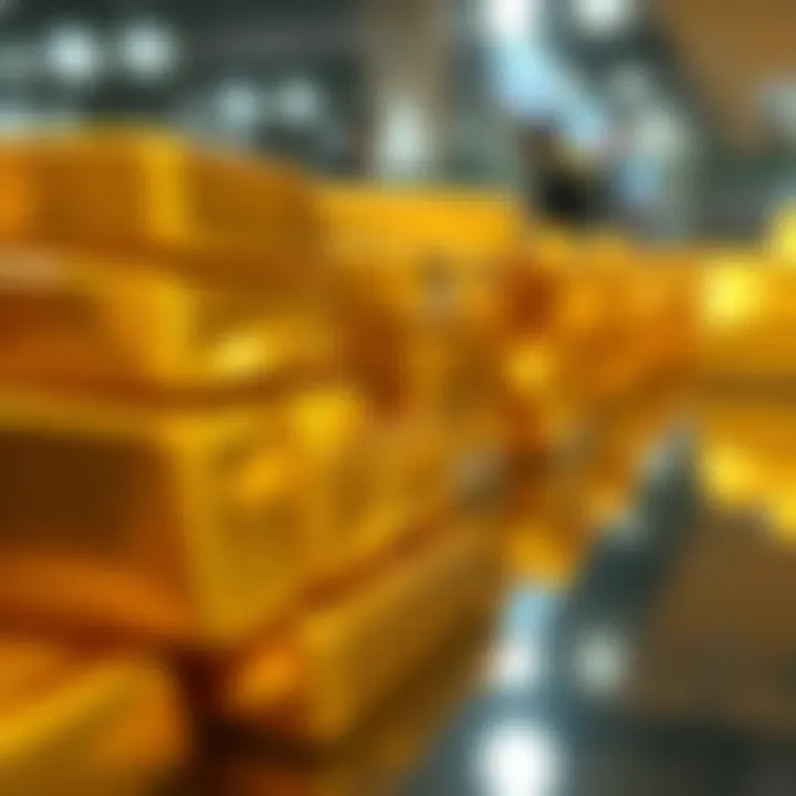 Gold Bars Stacked Close-up of gold bars stacked together
