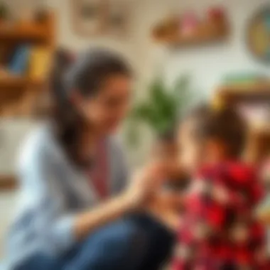 Caring Interaction with Children A qualified caregiver interacting with children, fostering a nurturing environment.