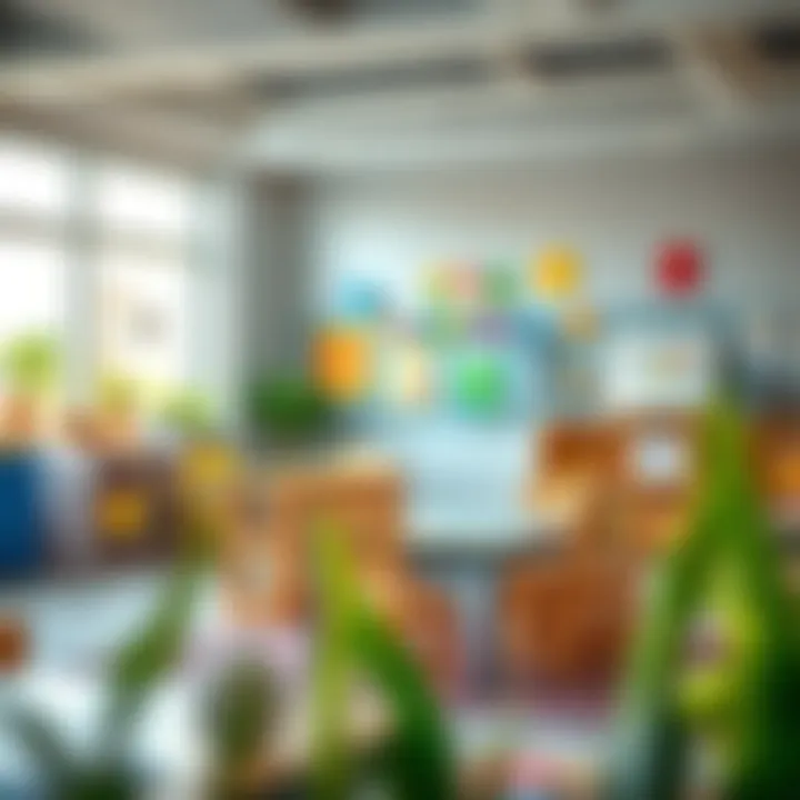 Inviting Classroom Environment A cozy classroom setting with colorful educational materials and children’s artwork.