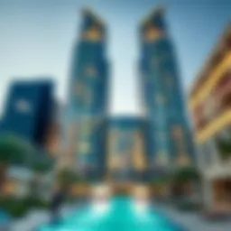 Stunning view of the Two Towers Building showcasing its unique architectural design